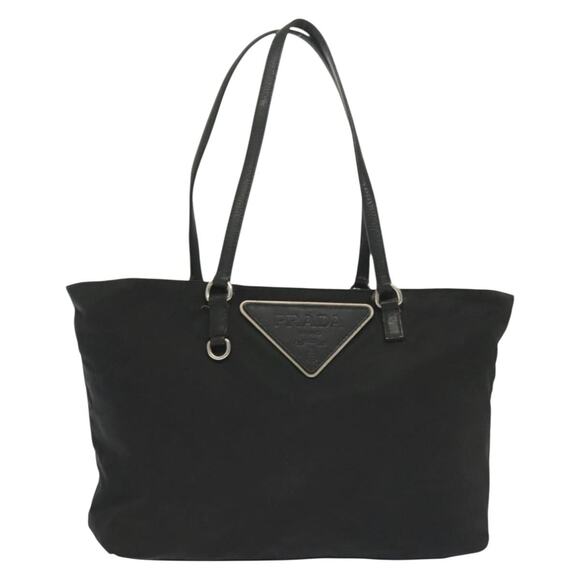 PRADA Tote Bag Nylon Black Silver - Picture 1 of 12